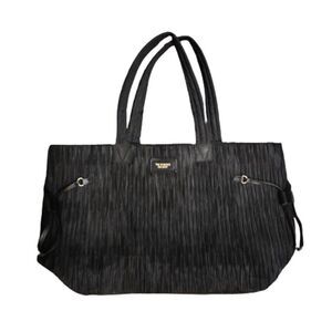 Victoria's Secret Women's Black Crinkle Accordion Pleated Tote Bag Size OS